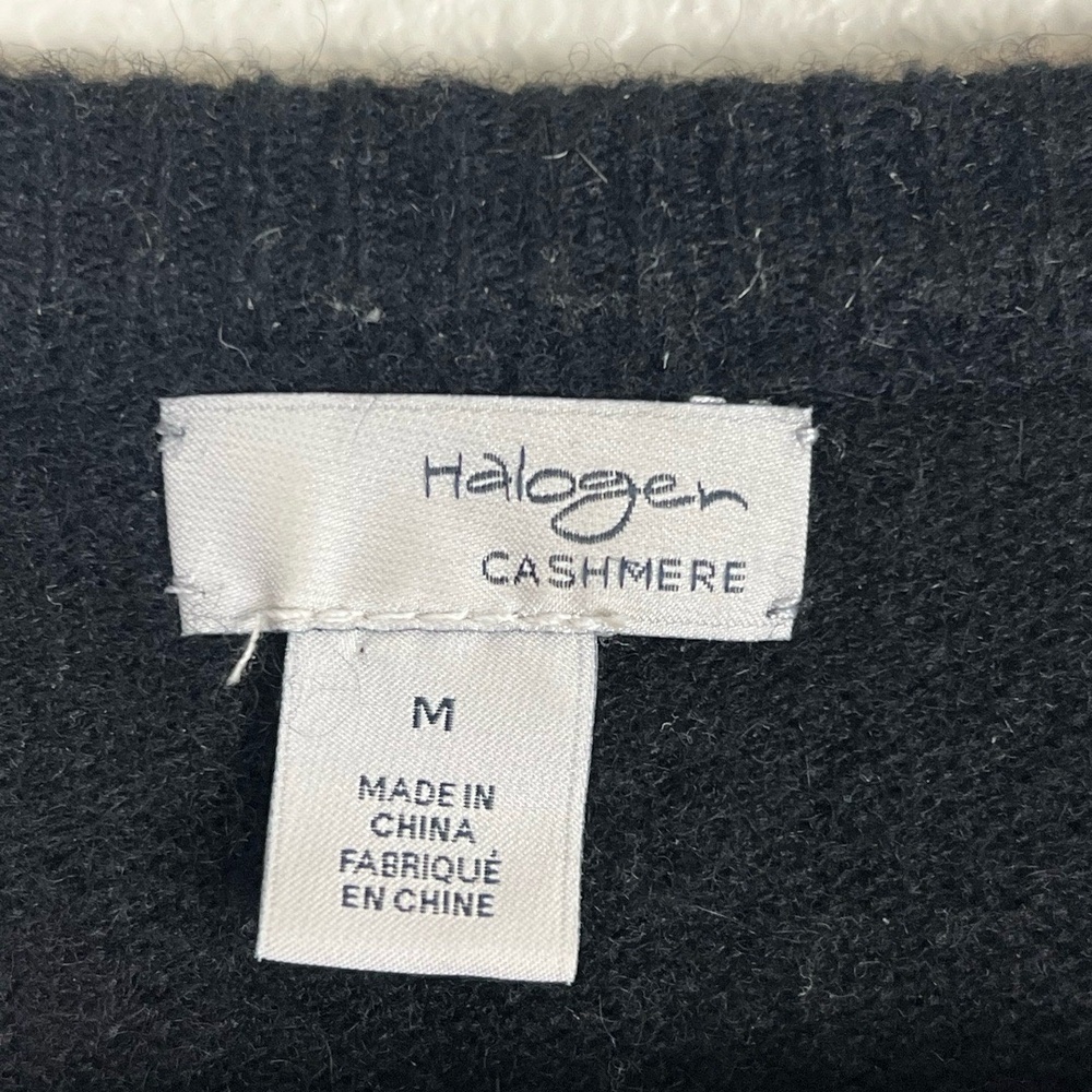 Halogen Sweater Womens‎ Size Medium Black Crewneck Cashmere Minimalist Luxe - Picture 3 of 6